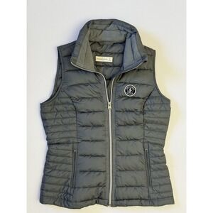 Abercrombie & Fitch Womens Puffer Vest Gray Quilted Fleece Lined Small AF Logo